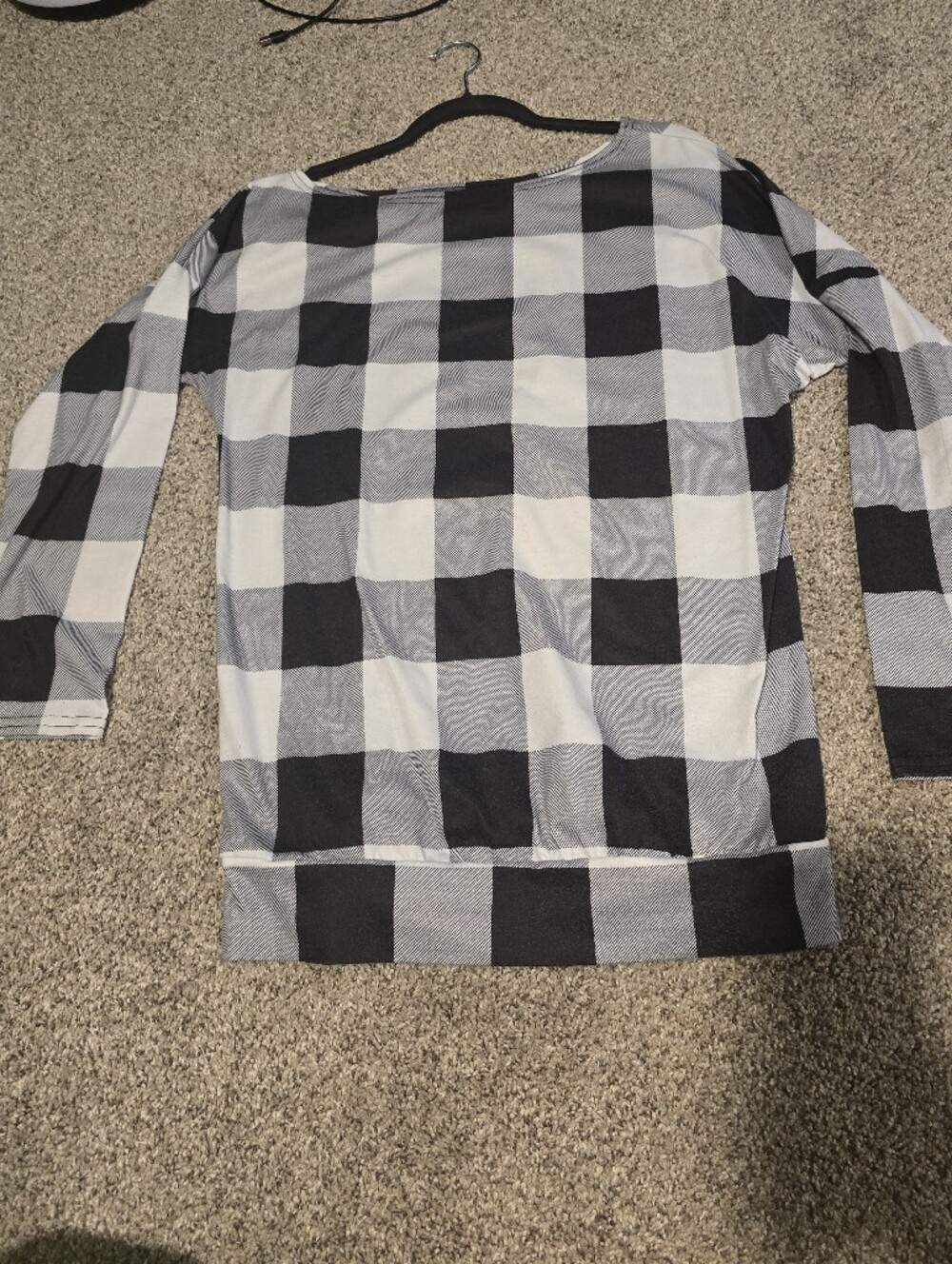 Off-the-Shoulder Buffalo Plaid Long Sleeve